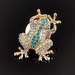 ✨ Gorgeous VTG Rhinestones Frog Pin 🐸